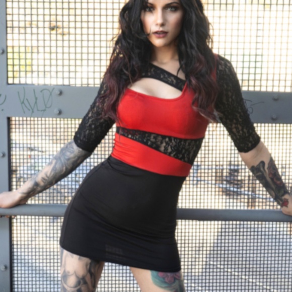 sexy red and black dress